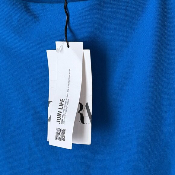 NWT Zara Asymmetrical Sleeveless Royal Blue Curved Hem Stretch Knit Top Medium - Picture 3 of 5